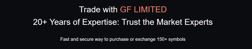 Banner showing GF Limited – Trade with GF LIMITED, 20+ years of expertise and over 150+ assets available
